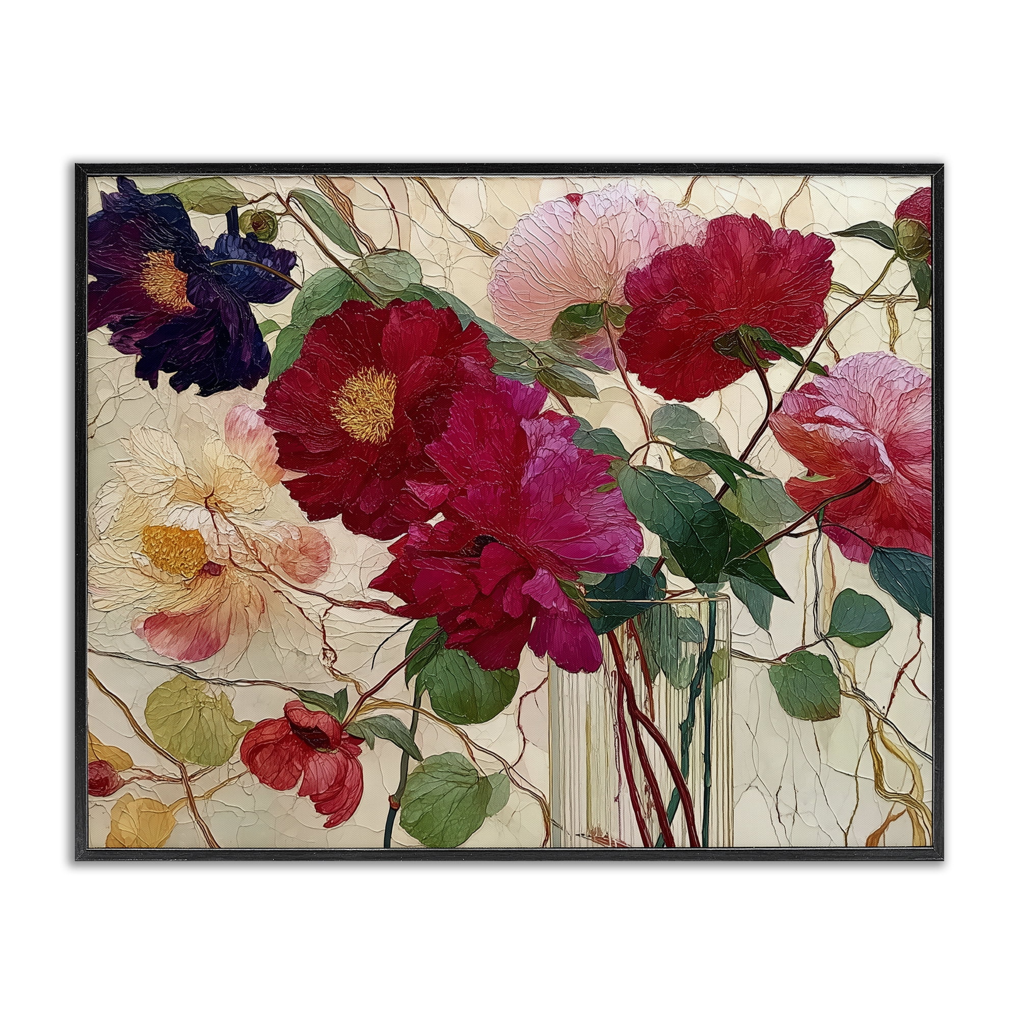 Haiku Flower Vase Black Framed Giclee Art, design by Annabelle Hall