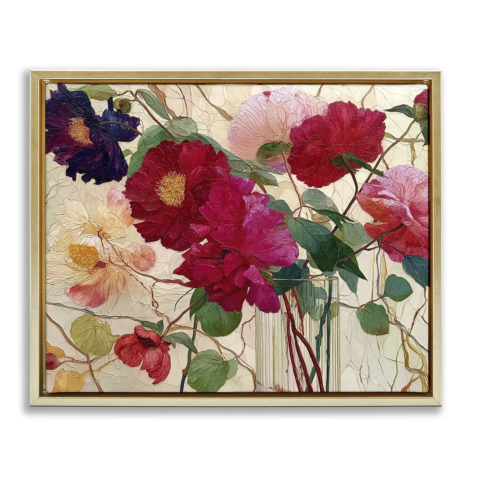 Haiku Flower Vase Gold Framed Floater Canvas Wall Art, design by Annabelle Hall