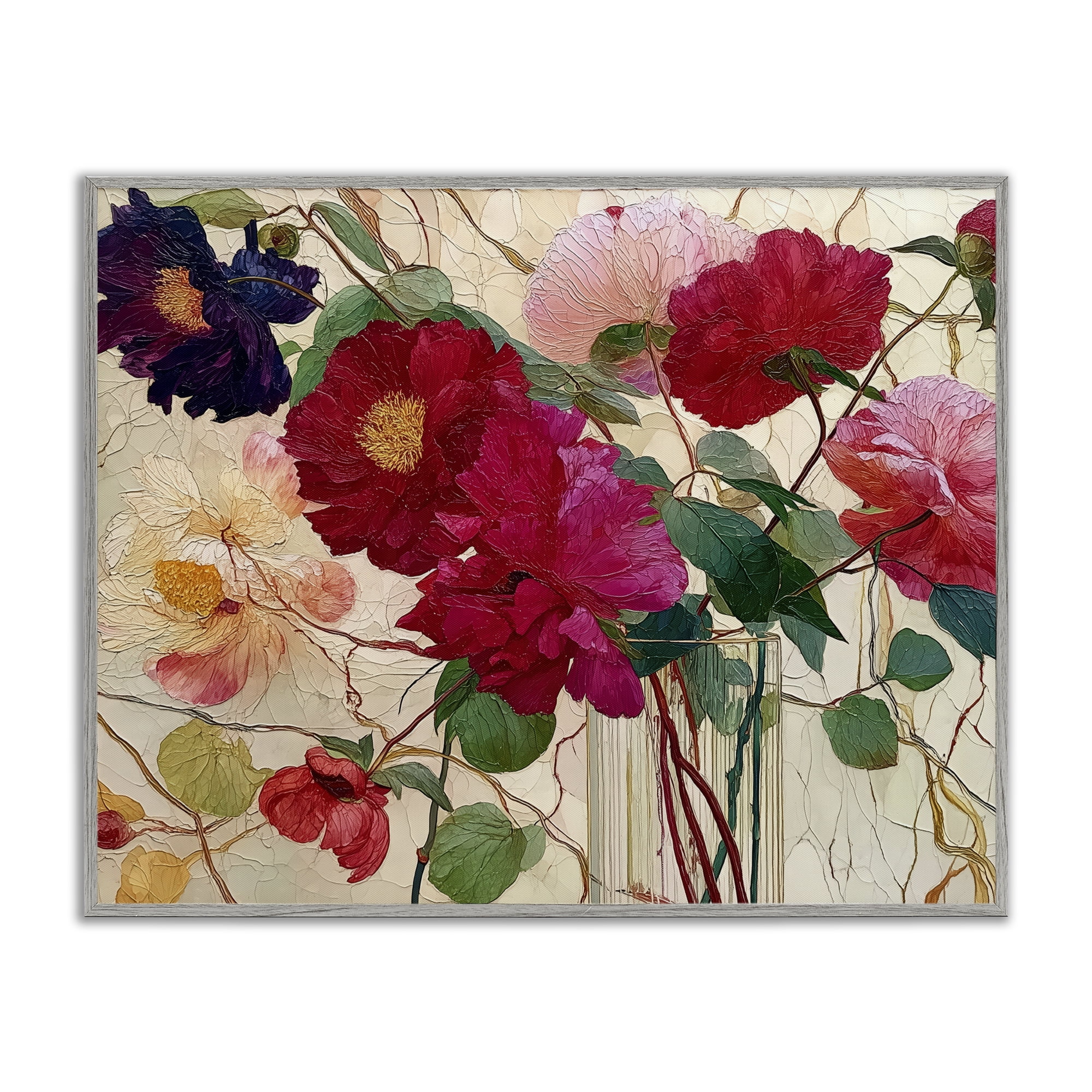Haiku Flower Vase Gray Framed Giclee Art, design by Annabelle Hall
