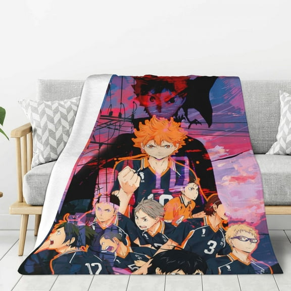 Haikyu!! Anime Flannel Blanket Cozy Ultra-Soft Micro Throw Blanket For Bed Sofa Couch Car Office Camping Travel All Season Fleece Blanket 60"x50"