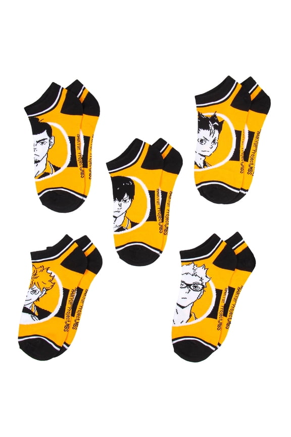 Haikyu!! Volleyball Manga Anime Multi-Character Adult 5 Pk No Show Ankle Socks