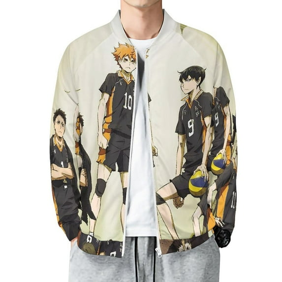 Haikyuu Anime Fashion Jacket Mens Windbreaker Coat Lightweight Zipper Clothes Streetwear Bomber Outerwear Jackets