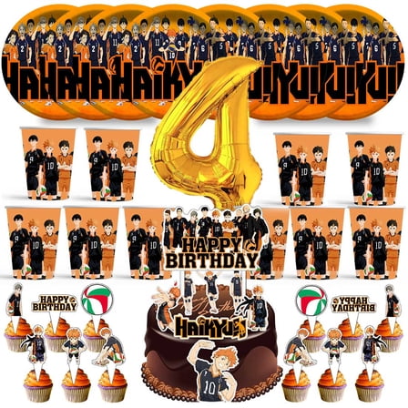 Haikyuu Birthday 4th Cups Party Supplies Plates Fans Decorations Cake Topper Decor
