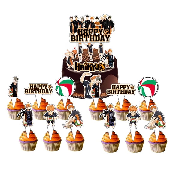 Haikyuu Cake Topper Cupcake Set Themed Birthday Party Supplies Decoration Decor Kit
