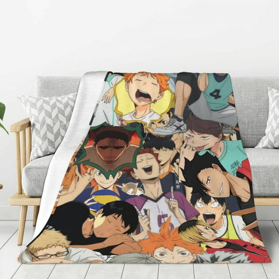 Haikyuu Characters Flannel Blanket Cozy Ultra-Soft Micro Throw Blanket For Bed Sofa Couch Car Office Camping Travel All Season Fleece Blanket 40"x30"