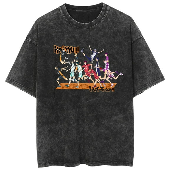Haikyuu|!!  Cotton Washed T-shirt Survey Corps cosplay short sleeves Novel and comfortable unisex clothing