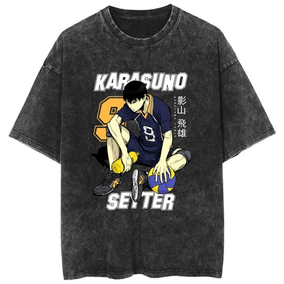 Haikyuu|!! Cotton Washed T-shirt Survey Corps cosplay short sleeves Novel and comfortable unisex clothing