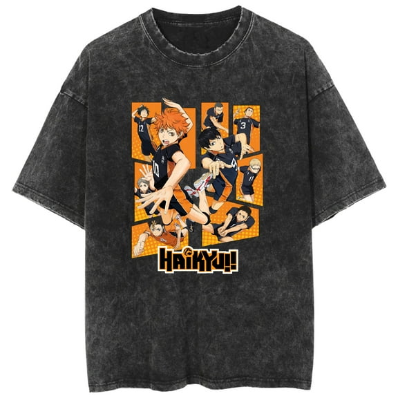 Haikyuu|!!  Cotton Washed T-shirt Survey Corps cosplay short sleeves Novel and comfortable unisex clothing
