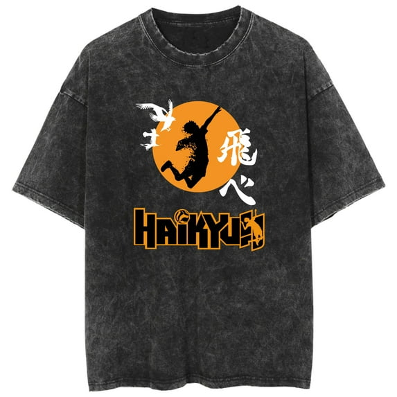 Haikyuu|!! Cotton Washed T-shirt Survey Corps cosplay short sleeves Novel and comfortable unisex clothing