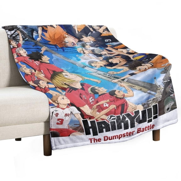 Haikyuu!! The Dumpster Battle Movie Luxury Flannel Blanket - Super Soft Anti-Static Plush Warm Blanket for Sofa Bed - Extra Large Cozy Blanket for Men and Women, Home Decor Gift.