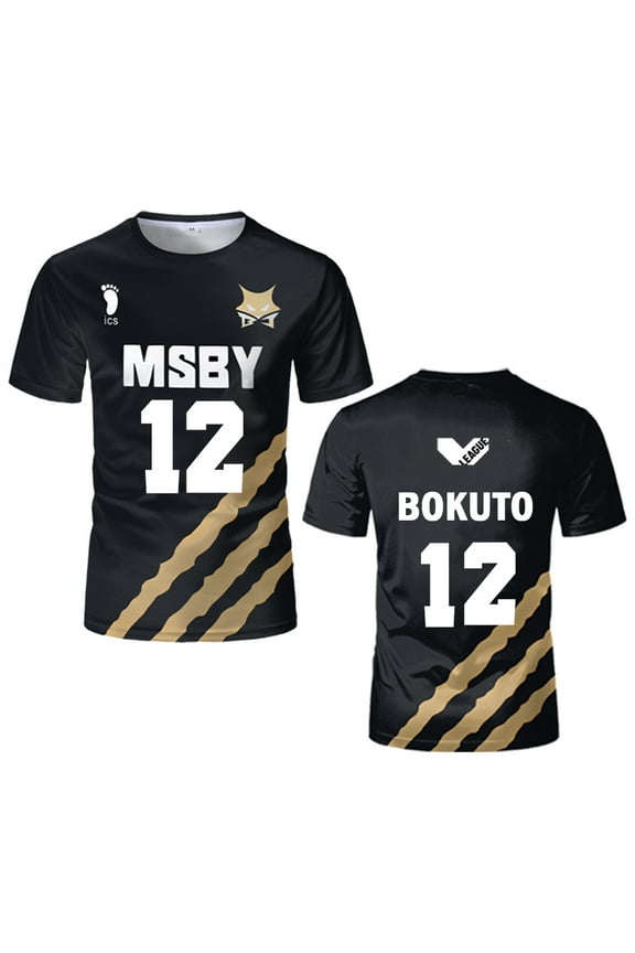 Haikyuu MSBY Black Jackal jersey Japanese anime cosplay tops Volleyball uniforms for men and women breathable Kid's T shirts