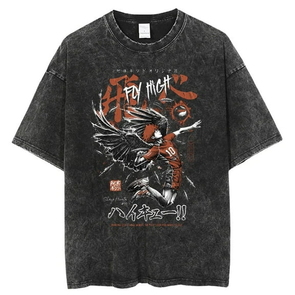 Haikyuu Men's Cotton Summer T-Shirts Vintage Tee Loose Fit Short Sleeve Casual Tshirts for Men Women 2XL