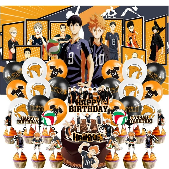 Haikyuu Party Supplies Cake Topper Decor Kit Latex Balloons Birthday Decorations Banner Backdrop