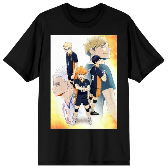 Haikyuu Shoyo Volleyball Team Men's Black T-shirt-XS