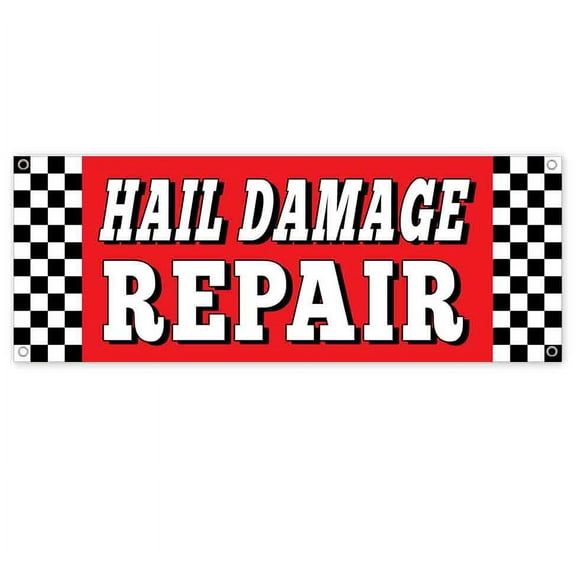 Hail Damage Repair 13 oz Vinyl Banner With Metal Grommets