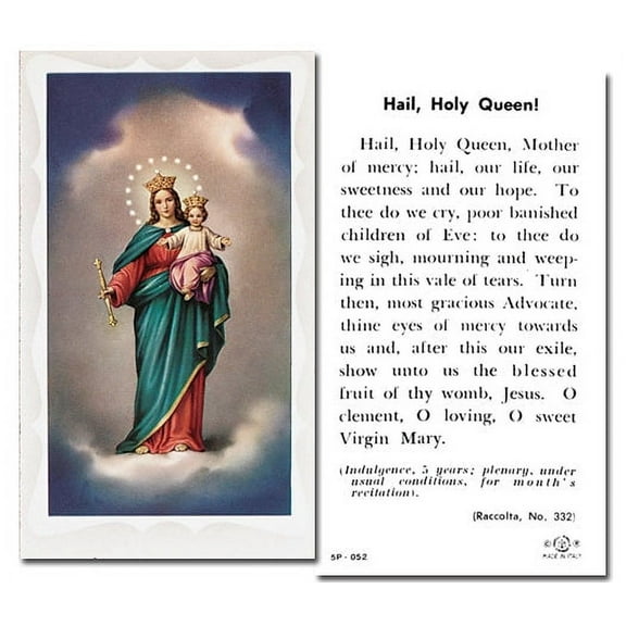 Hail Holy Queen Catholic Prayer Holy Card with Prayer on Back, Pack of 100