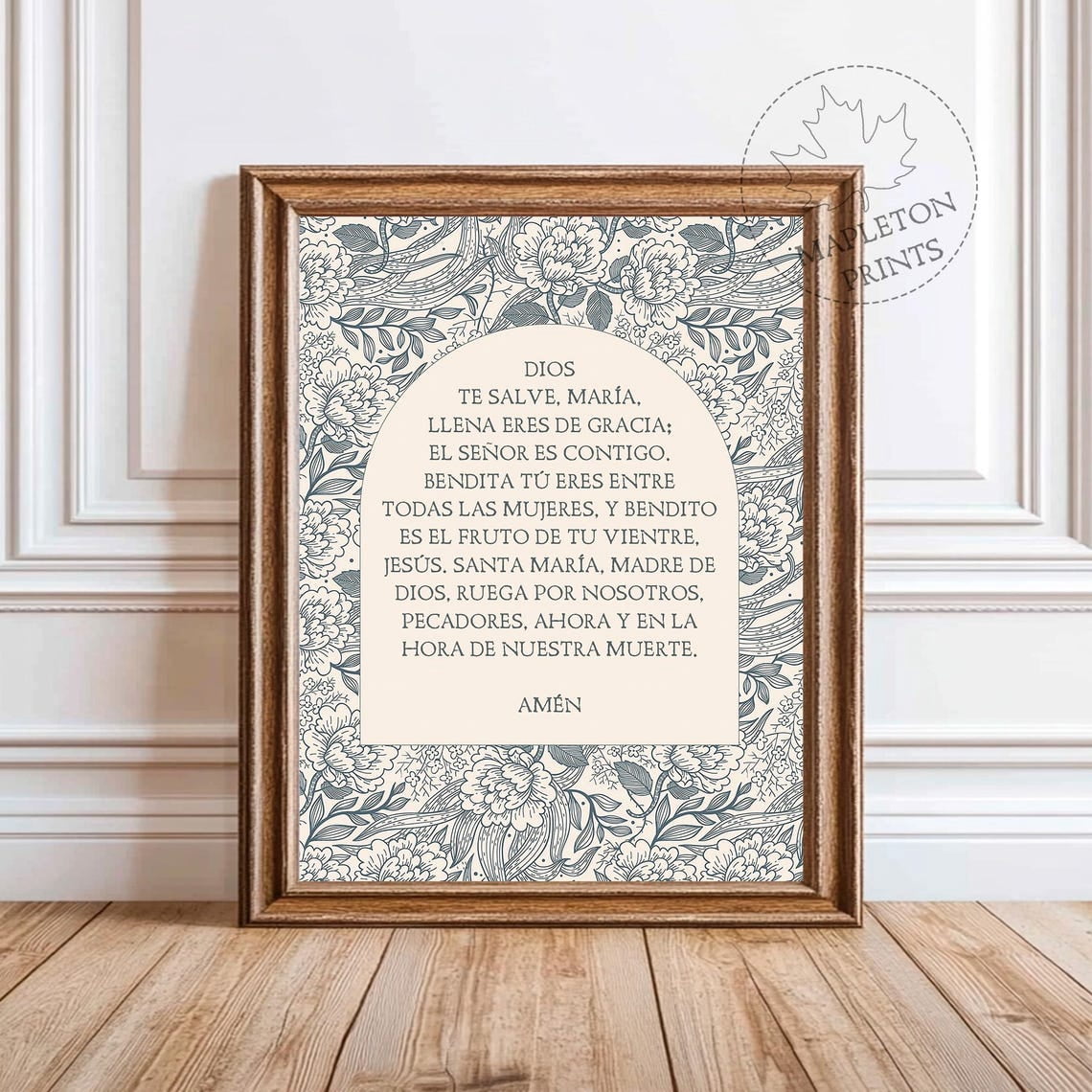 Hail Mary Prayer In Spanish : Catholic Home Decor #4277, Unframed Canvas Size 8x12 - Walmart.com