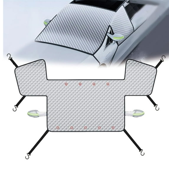 Hail Protector Car Cover,5-Layer Padded Anti-Hail Car Covers,Heavy Duty Waterproof Protector with Reflective Strips,Hail Cover for SUV/Sedan/Hatchback(47*61Inch,Silver)