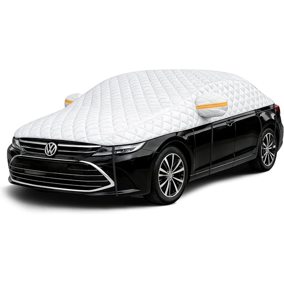 Hail Protector Car Cover for Sedan, Multi-Layer Cotton Padded Half Car Cover, Thickened Top Protection for Hail, Snow & Impact
