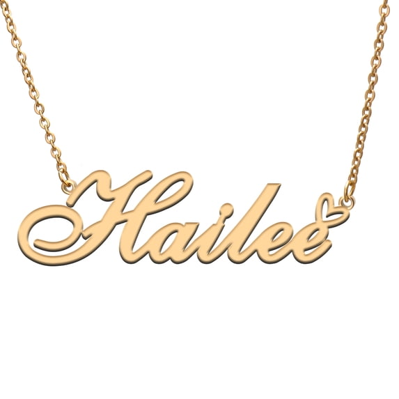 Hailee Custom Name Necklace Customized Personalized Plated Name Necklace for Mother Daughter Friendship Women Valentine's Day Christmas Birthday New Year Gold
