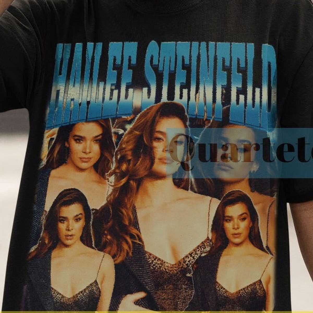T-shirt Hailee Steinfeld Retro Collage – 100% Cotone – Donna – Nero