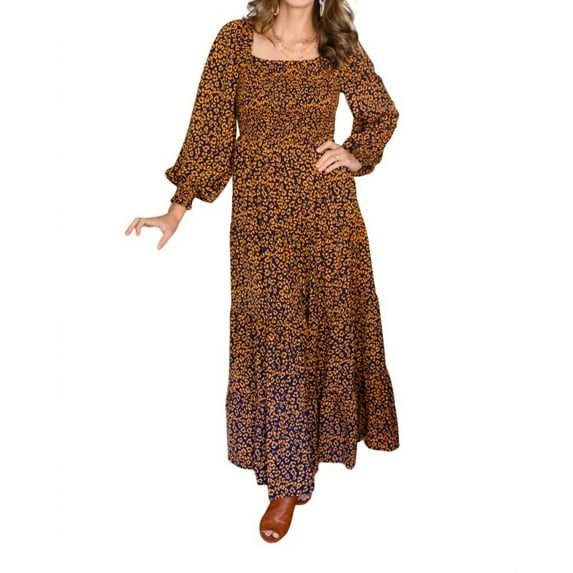 Hailey & Co Shirred Square Neck Maxi Dress