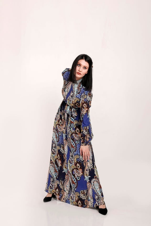 Hailey Long Sleeve self belted Maxi Dress