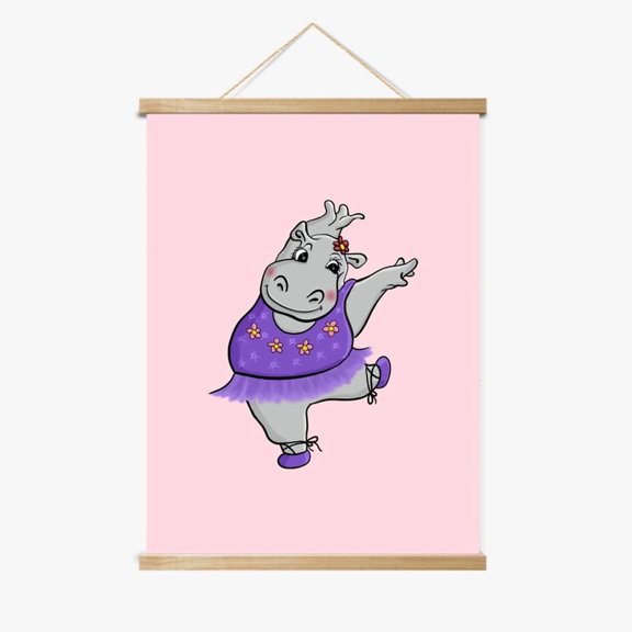 Hailey the Hippo Magnetic Wood Frame Hanger by Dancing Littles Jungle