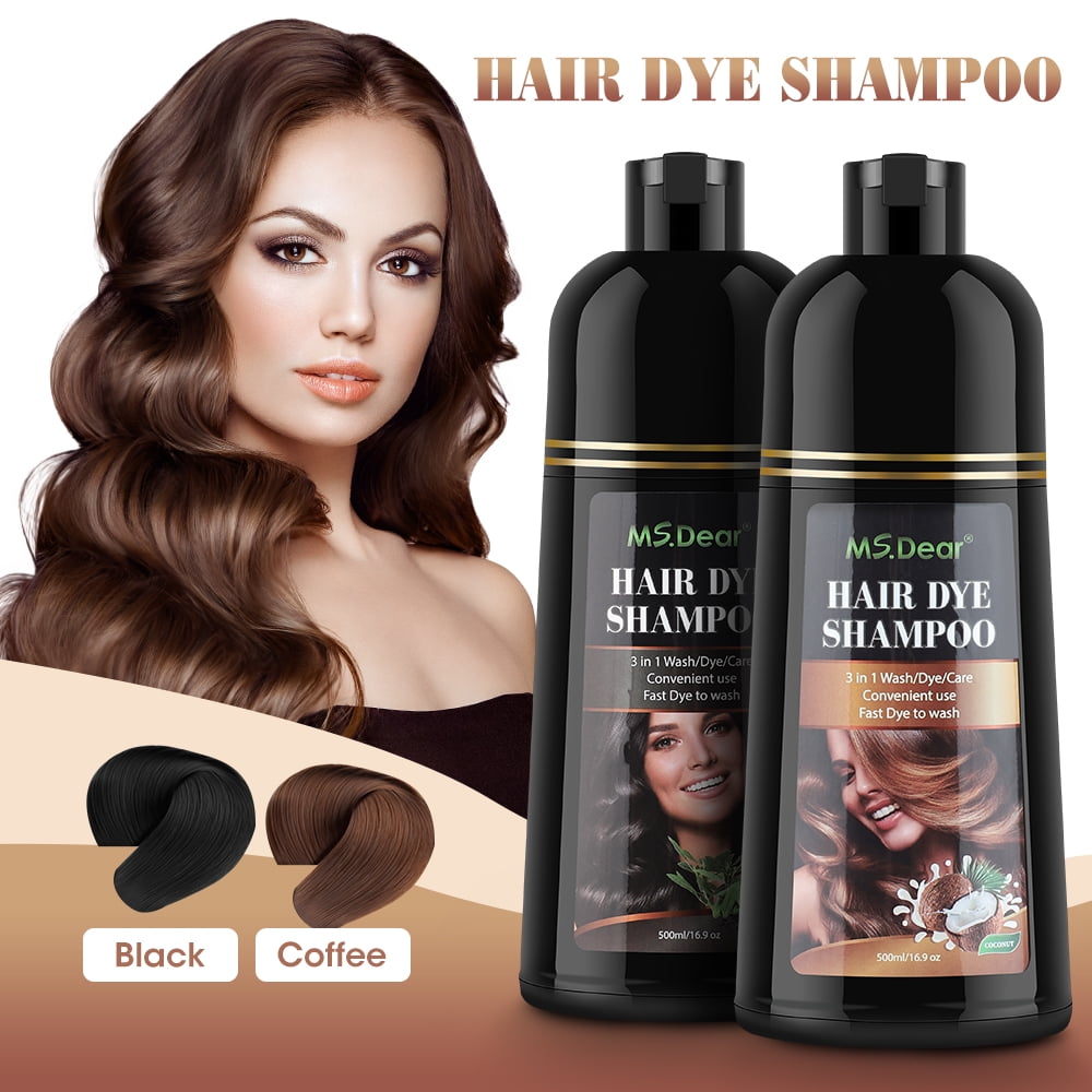 HailiCare Hair Color Shampoo, 500ml Natural Coconut Oil Hair Dye Shampoo,Coffee
