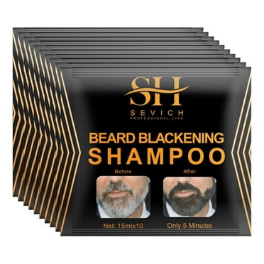 HailiCare Natural Men's Beard Dye Shampoo Instant Beard Hair Colouring Dye Tint Cream Moustache Blackening Shampoo（15ml, 10 Pcs）