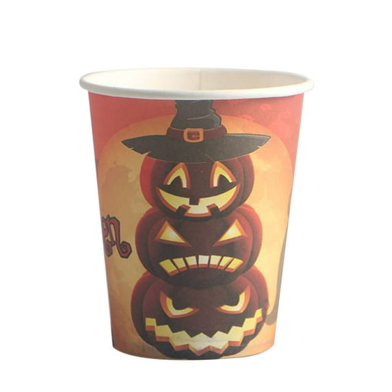 Haillom 10PCS Cartoon Halloween Pumpkin Man Witch patterns Disposable Paper Cup for Cosplay Dancing Party