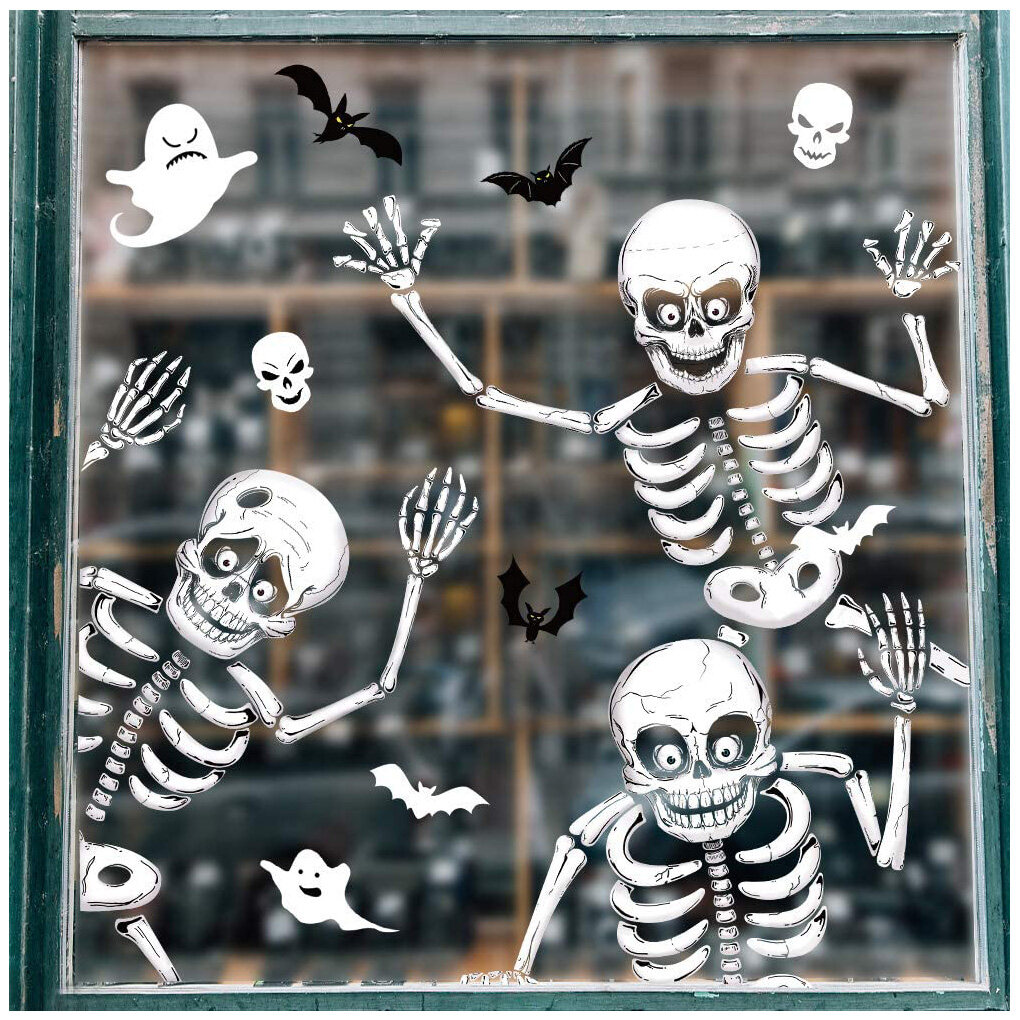 Haillom 4 Sheets Window Clings Halloween Decoration Glass Stickers