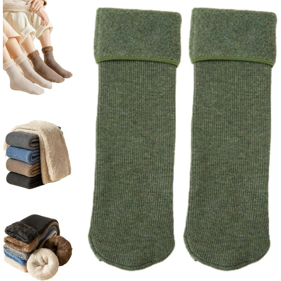 Hailnrothwad Snugly Velvet Winter Thermal Socks, Plush Warm Lined Crew Socks for Cold Weather Indoor Outdoor Use