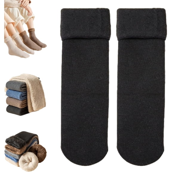 Hailnrothwad Snugly Velvet Winter Thermal Socks, Plush Warm Lined Crew Socks for Cold Weather Indoor Outdoor Use