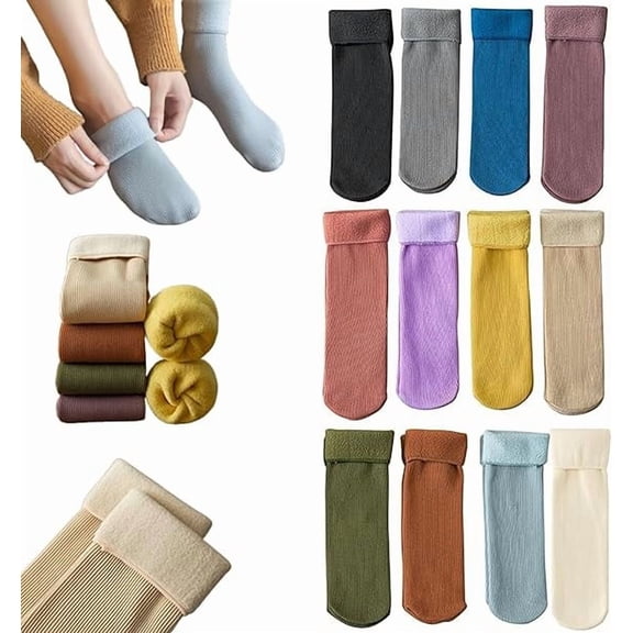 Hailnrothwad Snugly Velvet Winter Thermal Socks, Soft Plush Cozy Warm Socks for Cold Weather, Ultra Soft Velvet Slim Thermal Socks for Snow and Cold Weather