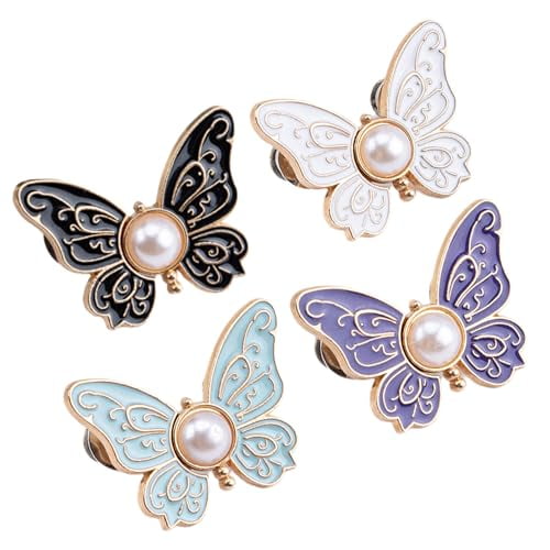 Hailoyearn Detachable Butterfly Clips, 2/4/8 Pack Butterfly Buckle Clasp, Reusable Pantwaist Tightener, No-Sew Instant Waist Buckles, For Loose Jeans Jackets Coats Shirts