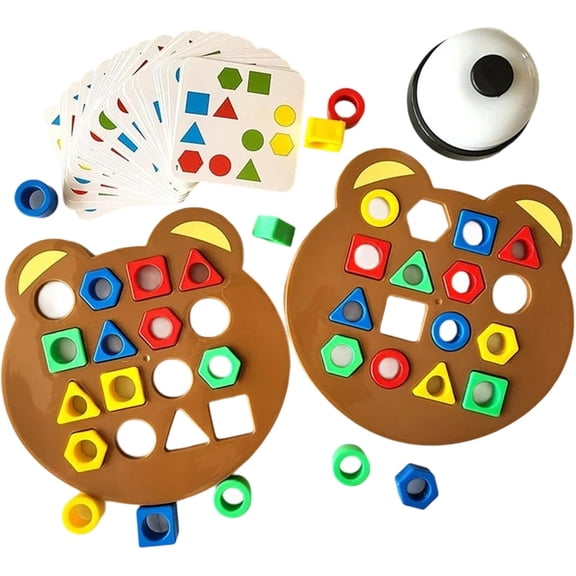 Hailoyearn Shape Matching Game, Geometric Shape Quick Matching Board Game, Cute Bear Shaped Checkerboard Interactive Board Games for Two Players