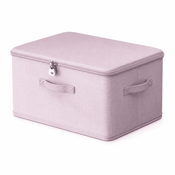 Haimao Tong Lockable Foldable Fabric Storage Box with Lid, Handles and Combination Lock
