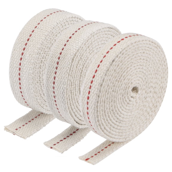 Haimei 1 2 Inch 3 4 Inch 7 8 Inch Flat Wide 2 Meter Long Cotton Oil Lamp Wick Kit with Red Stitch 3in1 Set