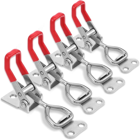 4 Pcs Toggle Latch Clamp , Adjustable 304 Stainless Steel Pull Hasp Latches, Quick Release Hand Tool Toggle Clamp for Smoker Lid Jig,Case Trunk,Door,220Lbs Holding Capacity