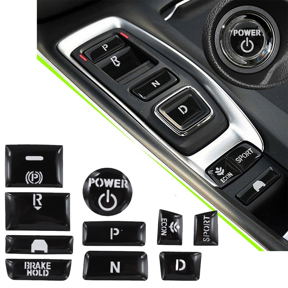 10-Pack Glossy Black Gear Shift Switch Button Cover For 2018-2021 Honda Accord