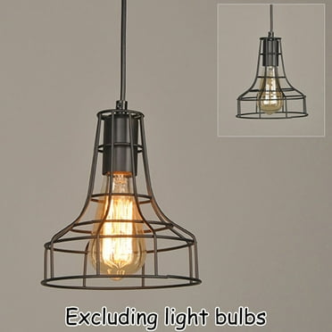 Haimni Black Industrial Iron Pendant Lamp Shade Light Bulb Cage Lighting Fixtures