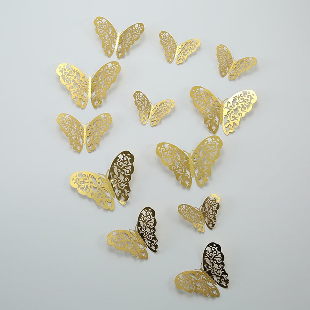 Haimni Elegant 3D Butterfly Wall Stickers For Room Decoration Gold/Rose