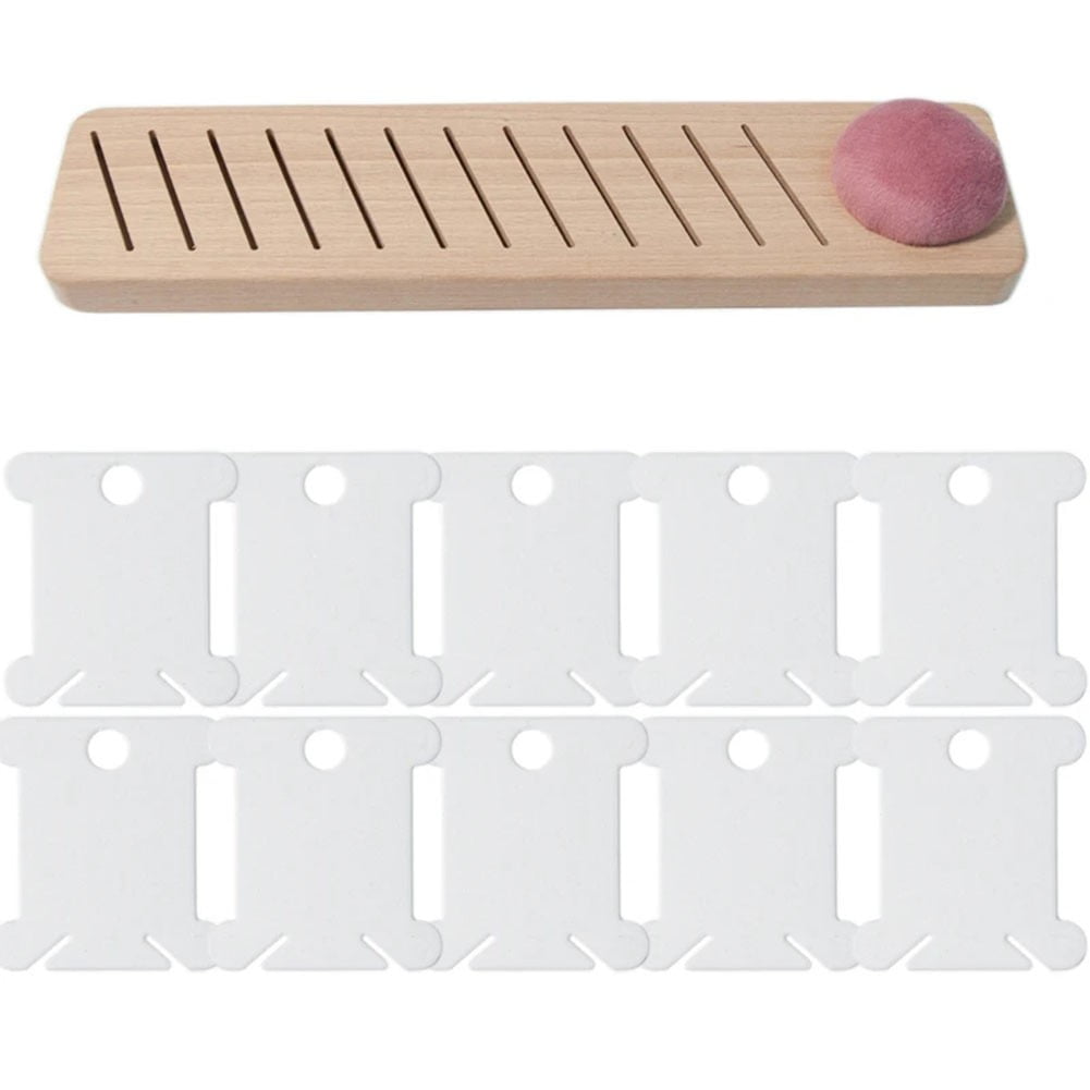 Haimni Embroidery Floss Storage Box Wooden Spool Rack Storage Box With