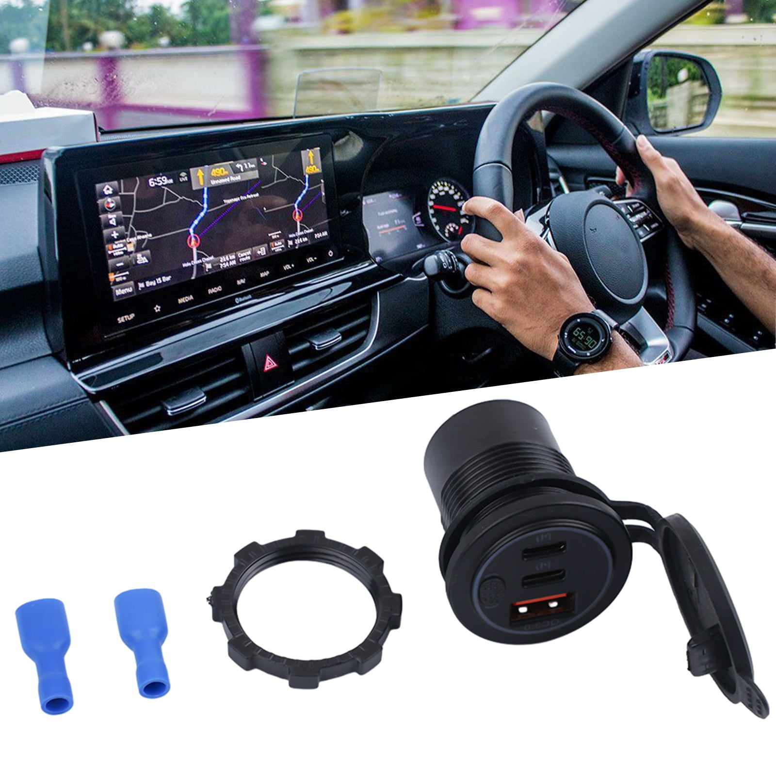 4 In 1 USB C Car Charger, 168W Multi USB Cigarette Lighter - Foto 6