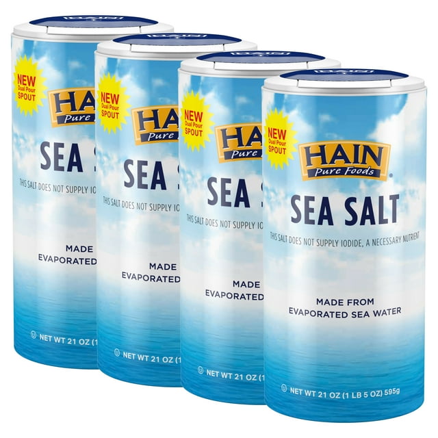 (4 pack) Hain Pure Foods Sea Salt, 21 oz