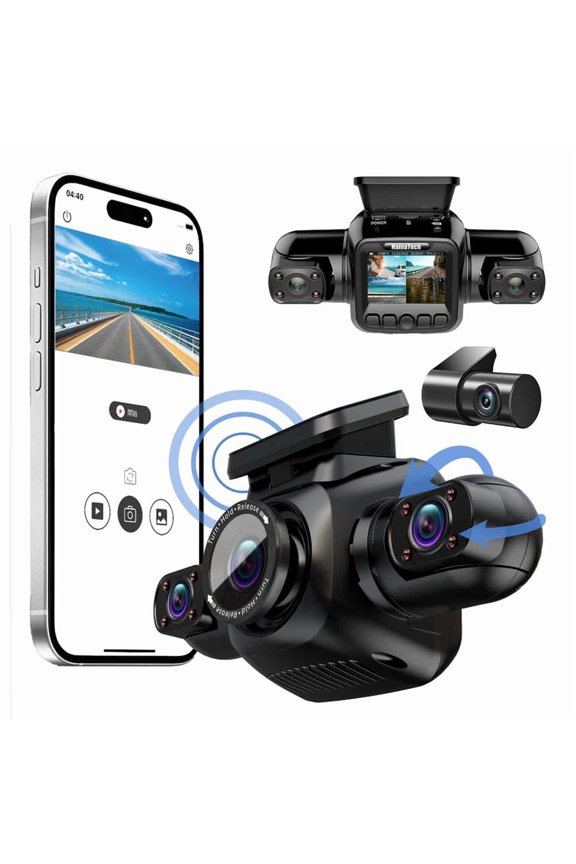 360 View Dash Cam 4 Channel Front and Rear Dash Car Camera with CPL GPS WiFi Night Vision Dashcam Auto 128G