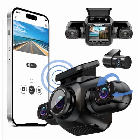 Hainatech Car Dash Camera 360° View Front and Rear 1080p with GPS WiFi Night Vision
