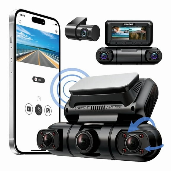 HainaTech FHD Dashcam1080P 4 Lens Front and Rear Inside Outside Dash Cam with GPS WiFi 128G Dash Car Camera Night Vision