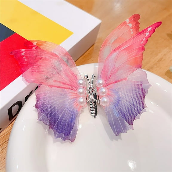 Hair Accessories, Czzoypi Moving Rhinestone Hairpin for Girls, 3D Flying Butterfly Hair Clip Women Gift Idea Party Wedding, Red